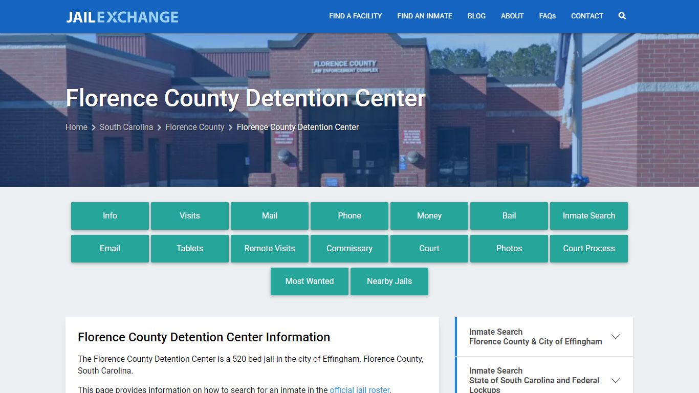 Florence County Detention Center, SC Inmate Search, Information